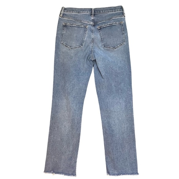 J. Crew Factory Essential Straight Raw Hem Medium Blue Denim Jeans Womens Sz 28 - Picture 4 of 12